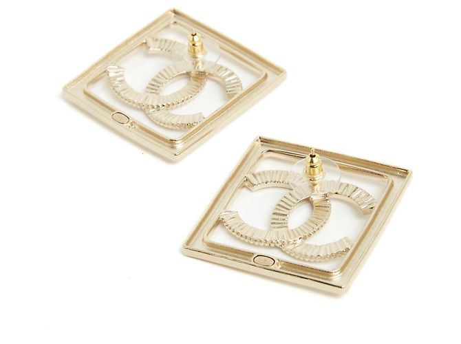 Chanel 23P set CC in orecchini quadrati XL D'oro - vista 6