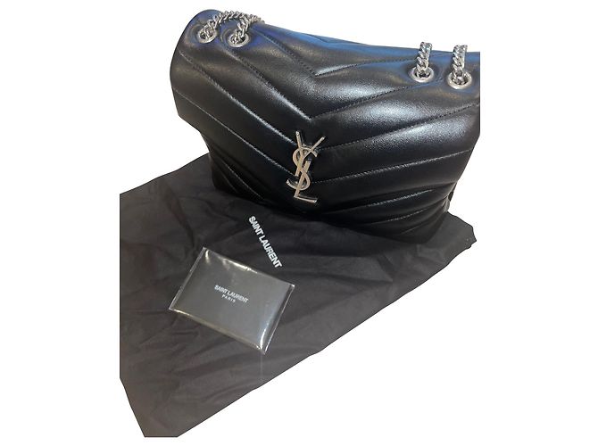 Borsa a tracolla Loulou piccola Saint Laurent in pelle nera Nero - vista 16