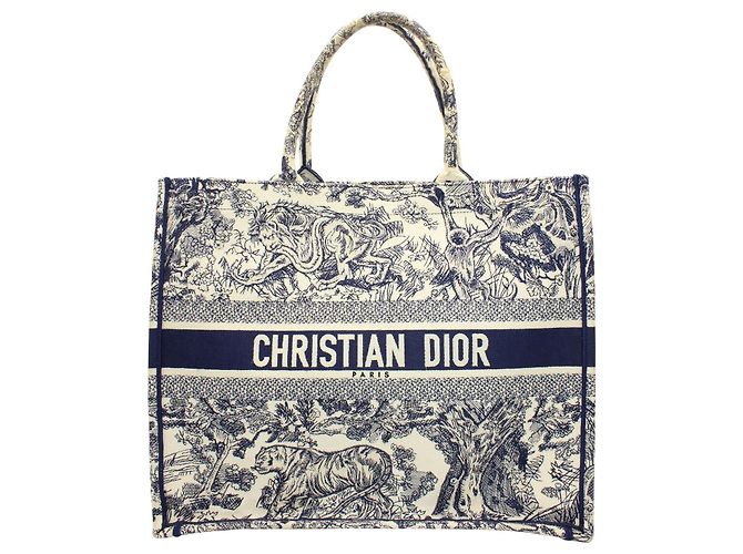 Borsa tote Dior Book piccola in tela blu navy - vista 11