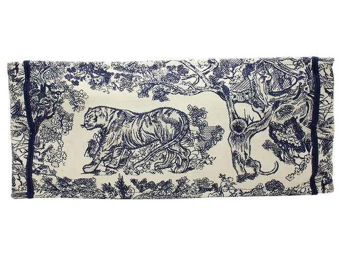 Borsa tote Dior Book piccola in tela blu navy - vista 14