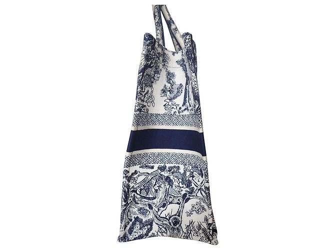 Borsa tote Dior Book piccola in tela blu navy - vista 17