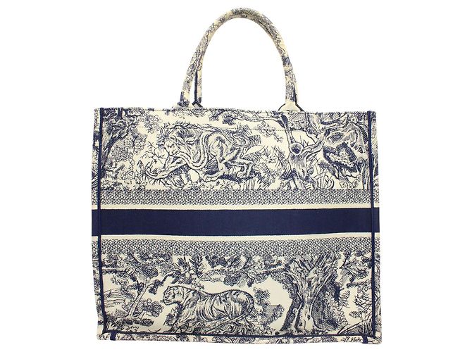 Borsa tote Dior Book piccola in tela blu navy - vista 18