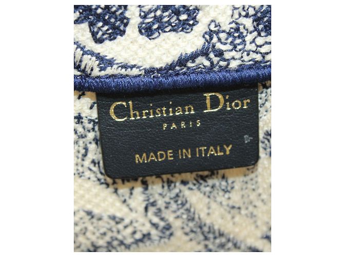 Borsa tote Dior Book piccola in tela blu navy - vista 19