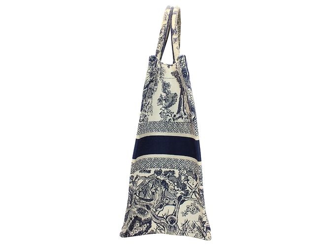 Borsa tote Dior Book piccola in tela blu navy - vista 21