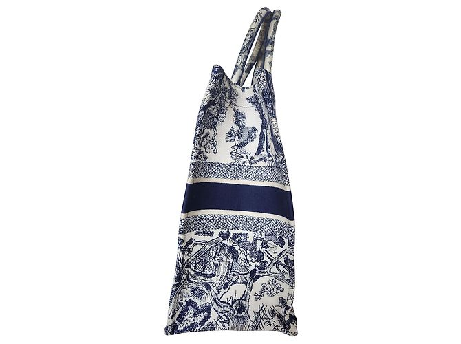 Borsa tote Dior Book piccola in tela blu navy - vista 4