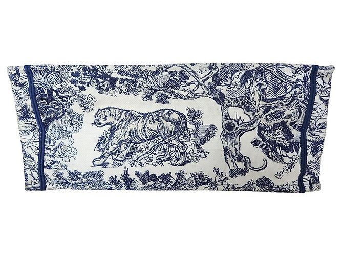 Borsa tote Dior Book piccola in tela blu navy - vista 5