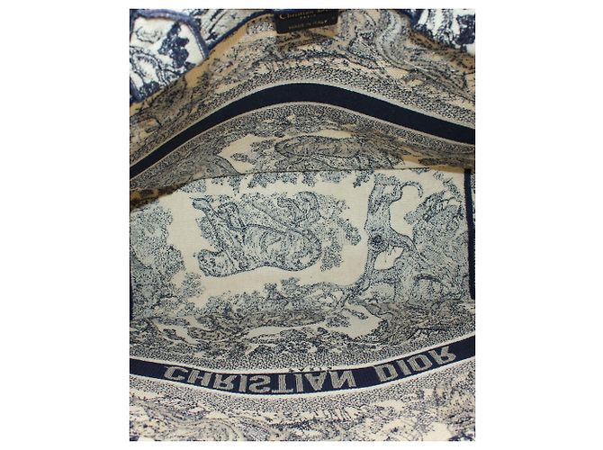 Borsa tote Dior Book piccola in tela blu navy - vista 8