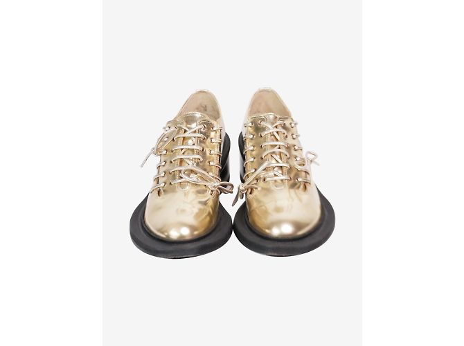 Simone Rocha Goldene Schuhe mit dreifachem Schnürsenkel und Absatz – Größe EU 38 - Ansicht 2