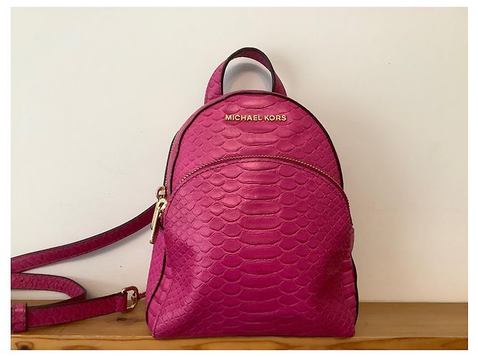 Michael Kors Abbey Backpack Fuchsia Embossed Leather Fuschia - view 10