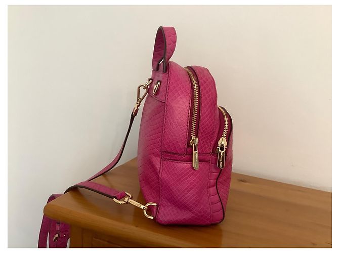 Michael Kors Abbey Backpack Fuchsia Embossed Leather Fuschia - view 3