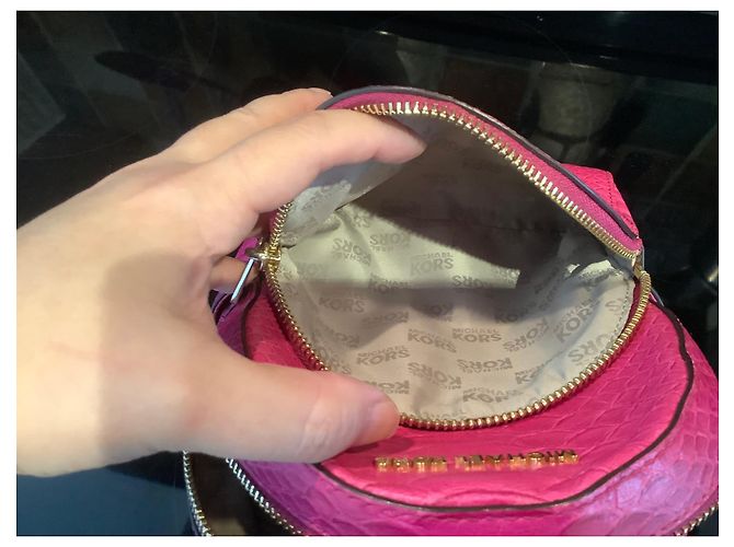 Michael Kors Abbey Backpack Fuchsia Embossed Leather Fuschia - view 6