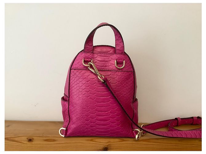 Michael Kors Abbey Backpack Fuchsia Embossed Leather Fuschia - view 9