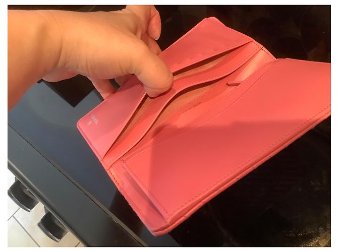 Chanel Caviar Chevron Geldbörse Rosa Leder Pink - Ansicht 10