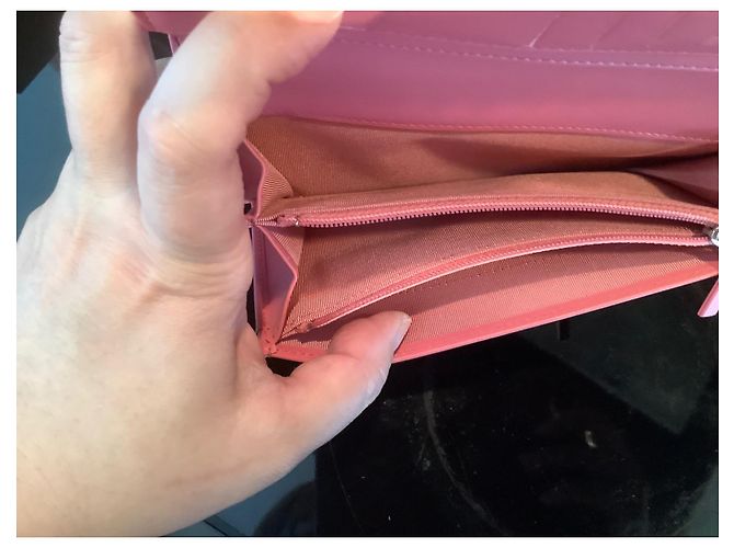 Chanel Caviar Chevron Geldbörse Rosa Leder Pink - Ansicht 11