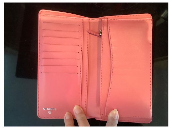 Chanel Caviar Chevron Geldbörse Rosa Leder Pink - Ansicht 8