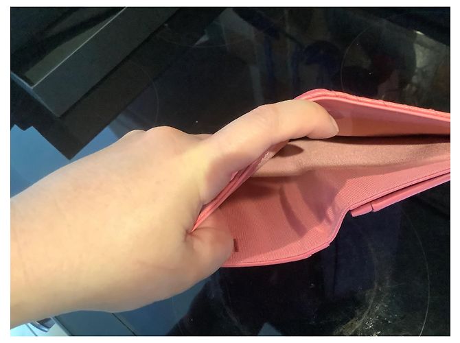 Chanel Caviar Chevron Geldbörse Rosa Leder Pink - Ansicht 9