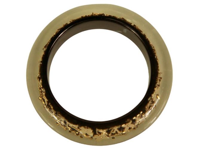 Bracciale rigido Louis Vuitton nero con paillettes in resina color oro - vista 3