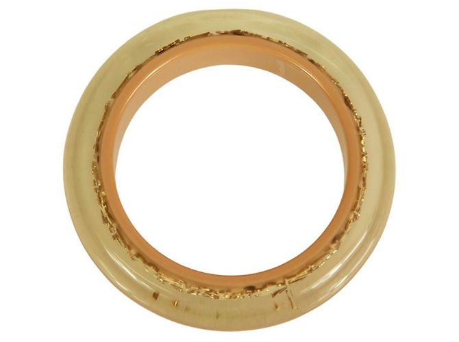 Bracciale rigido Louis Vuitton beige con paillettes in resina color oro - vista 4