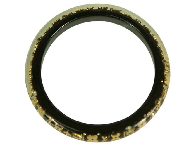 Bracciale rigido Louis Vuitton Thin Inclusion PM nero con paillettes in resina dorata - vista 4