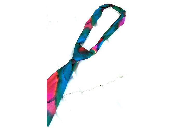 Autre Marque Alain Delon Cravate Soie à imprimé abstrait Vintage Multicolore - vue 4