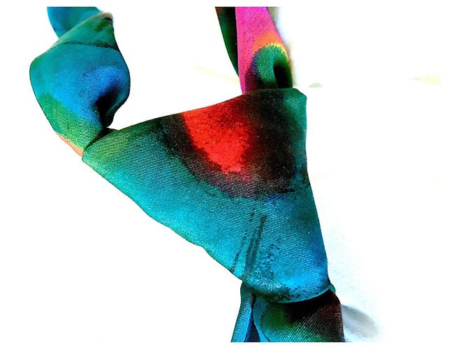 Autre Marque Alain Delon Cravate Soie à imprimé abstrait Vintage Multicolore - vue 5