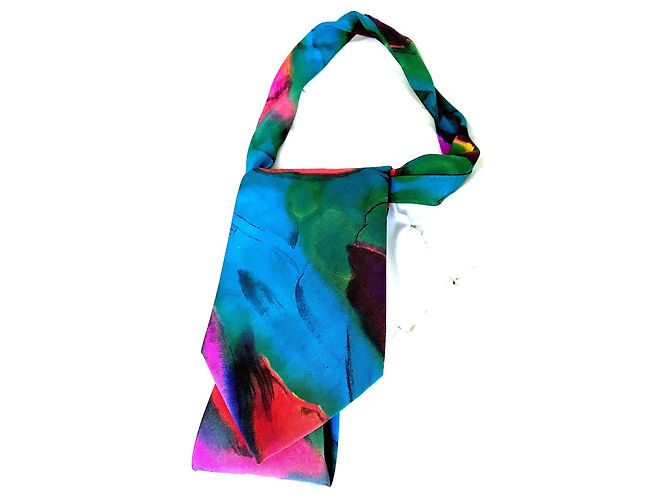 Autre Marque Alain Delon Cravate Soie à imprimé abstrait Vintage Multicolore - vue 6