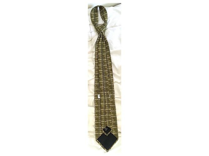 Guy Laroche Paris Vintage Green Geometric Pattern Silk Tie Khaki Light green - view 5