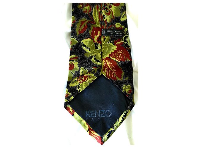 Cravatta Kenzo Vintage in seta con stampa floreale Multicolore Verde chiaro - vista 2