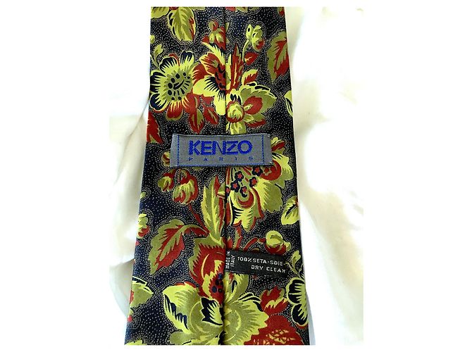 Cravatta Kenzo Vintage in seta con stampa floreale Multicolore Verde chiaro - vista 3
