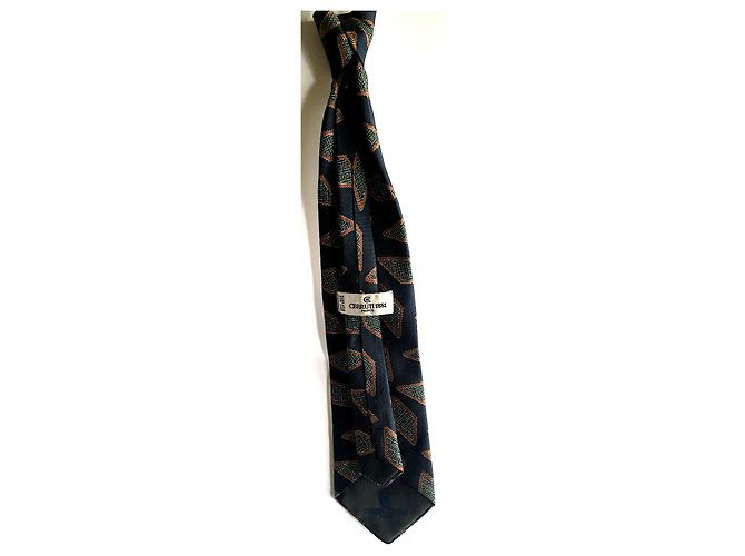 Cerruti 1881 Cravatta in seta vintage Caramello Verde chiaro Blu scuro - vista 2