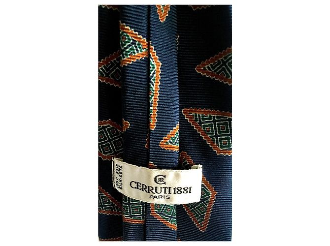 Cerruti 1881 Cravatta in seta vintage Caramello Verde chiaro Blu scuro - vista 3