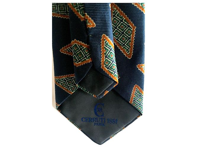 Cerruti 1881 Cravatta in seta vintage Caramello Verde chiaro Blu scuro - vista 4