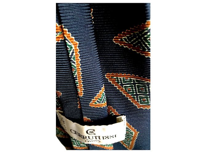 Cerruti 1881 Cravatta in seta vintage Caramello Verde chiaro Blu scuro - vista 6