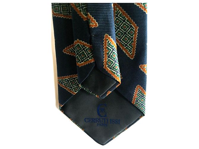 Cerruti 1881 Cravatta in seta vintage Caramello Verde chiaro Blu scuro - vista 9
