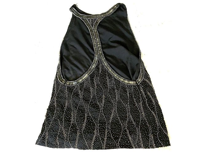 Top Zara da donna con maniche cadenti con paillettes Nero Gold hardware - vista 2
