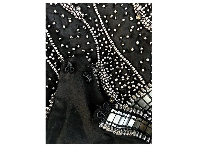 Top Zara da donna con maniche cadenti con paillettes Nero Gold hardware - vista 4