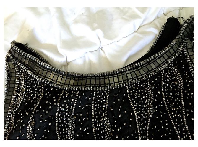 Top Zara da donna con maniche cadenti con paillettes Nero Gold hardware - vista 6