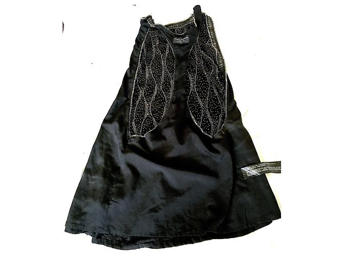 Top Zara da donna con maniche cadenti con paillettes Nero Gold hardware - vista 8