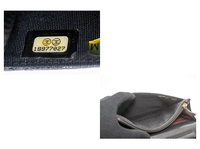 Wallet On Chain CHANEL Portafoglio con caviale su catena WOC Borsa a tracolla nera con tracolla Nero - vista 9