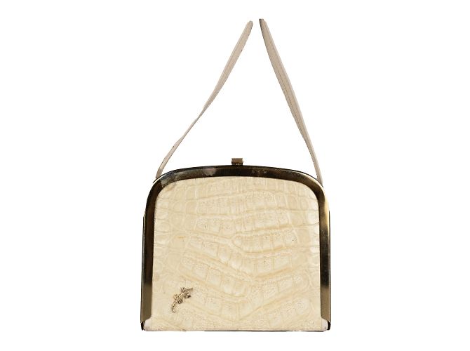 Autre Marque Borsa a tracolla Collezione Privée con stampa coccodrillo Bianco sporco - vista 3