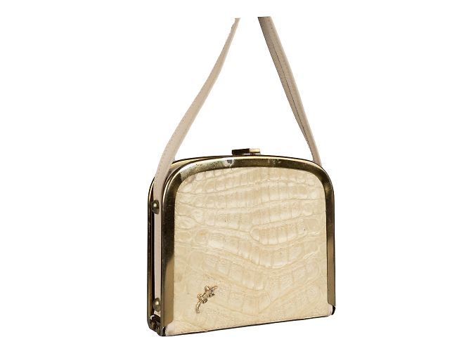 Autre Marque Borsa a tracolla Collezione Privée con stampa coccodrillo Bianco sporco - vista 4