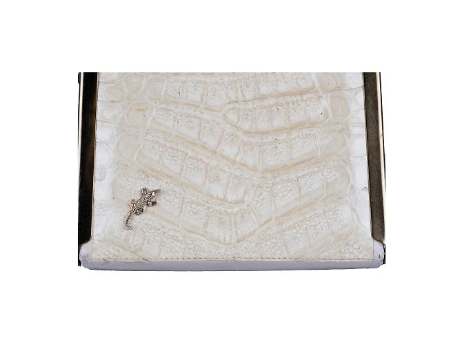 Autre Marque Borsa a tracolla Collezione Privée con stampa coccodrillo Bianco sporco - vista 7