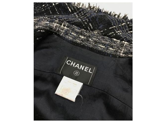 *** Terno de tweed CHANEL Azul marinho - vista 3