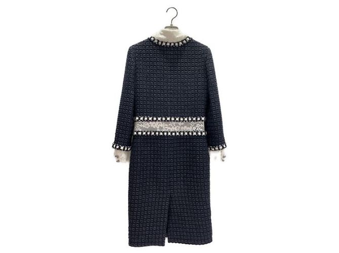 ***CHANEL Tweed-Spitzenkleid Marineblau - Ansicht 2