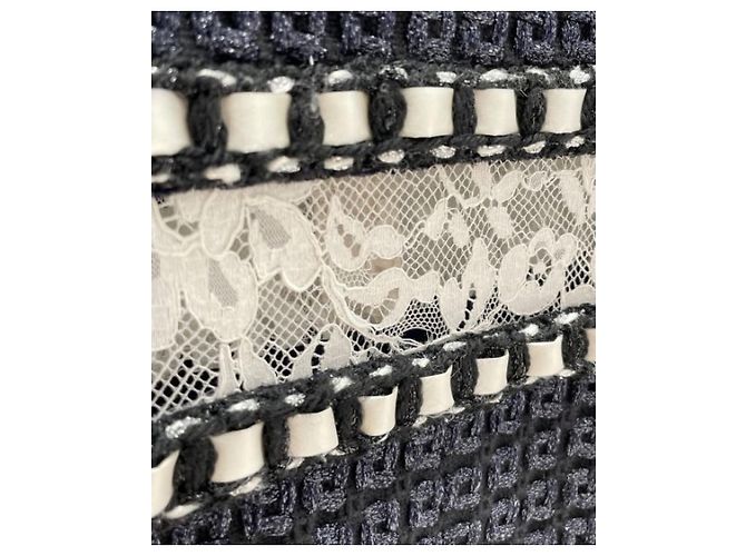 ***CHANEL Tweed-Spitzenkleid Marineblau - Ansicht 3