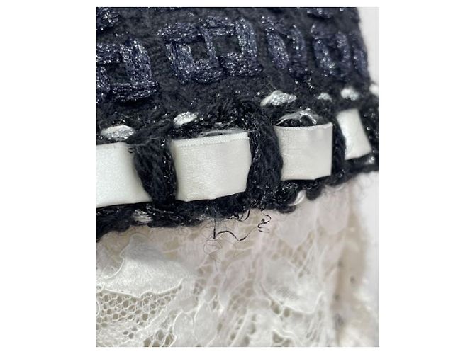 ***CHANEL Tweed-Spitzenkleid Marineblau - Ansicht 7