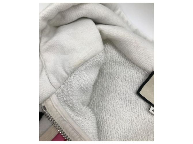 ***Felpa con cappuccio e zip con logo GUCCI Bianco Blu - vista 7