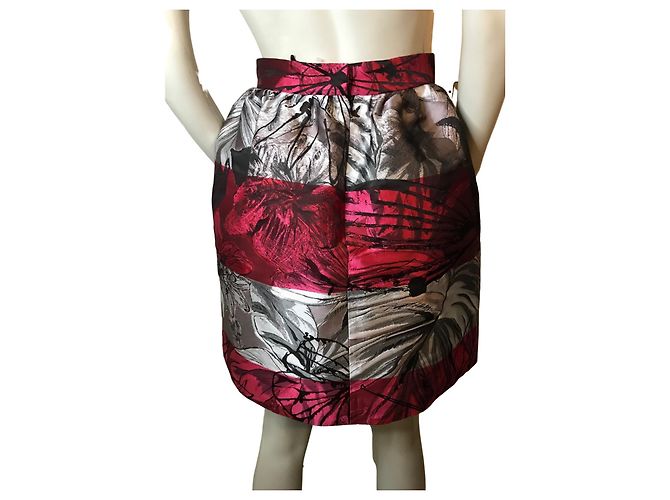 Autre Marque Gonna in broccato Marco Bologna Argento Rosso - vista 5