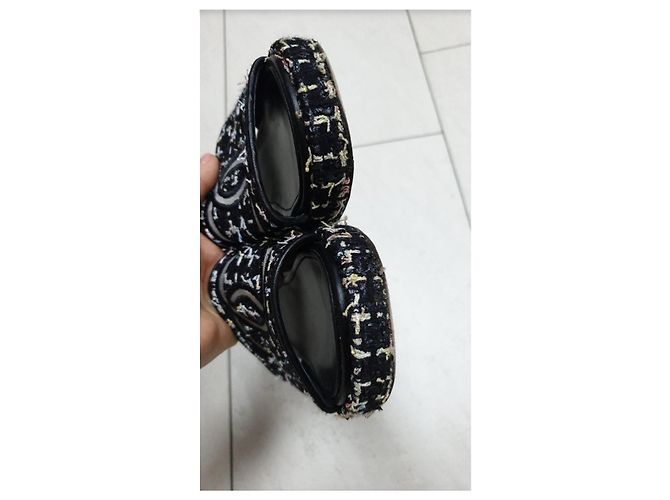 Ciabatte Chanel CC in tweed a rete Multicolore - vista 6