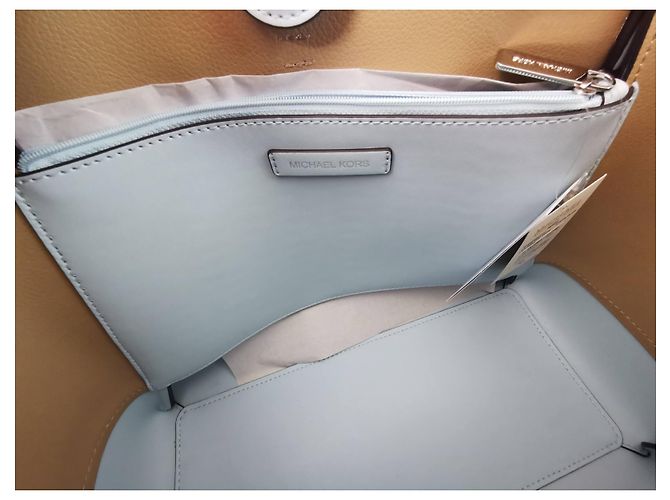 Borsa tote Michael Kors in pelle martellata azzurra Blu Blu chiaro Silver hardware - vista 17